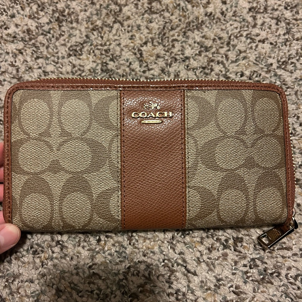 Coach Brown and Tan Signature Wallet